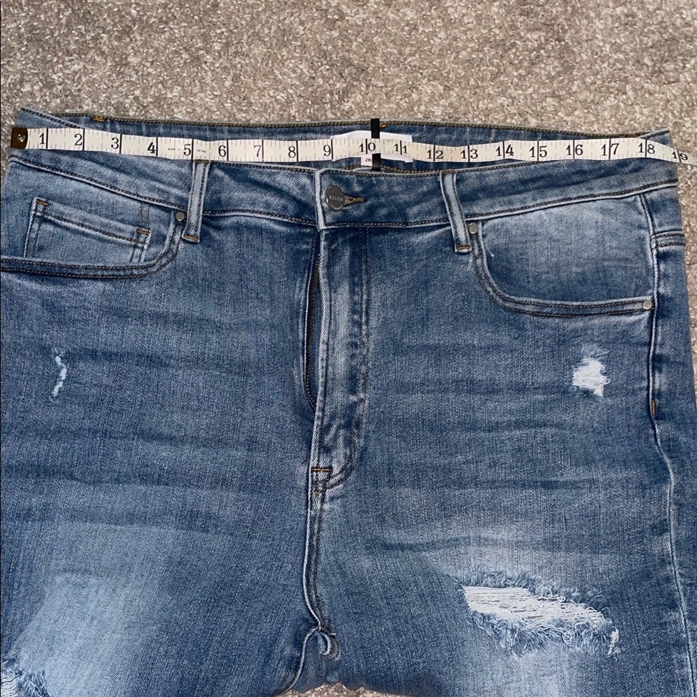 NWOT! Risen Trendy Distressed Blue Cropped Jeans, 2XL - Picture 7 of 7